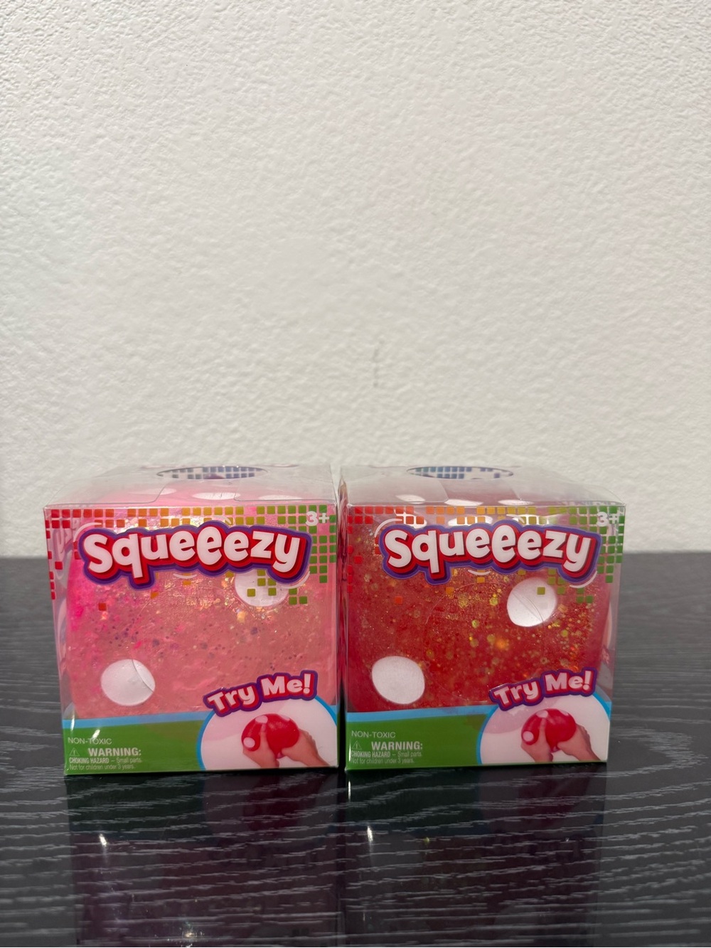 Glitter Dice Squishy- Pink & Red
